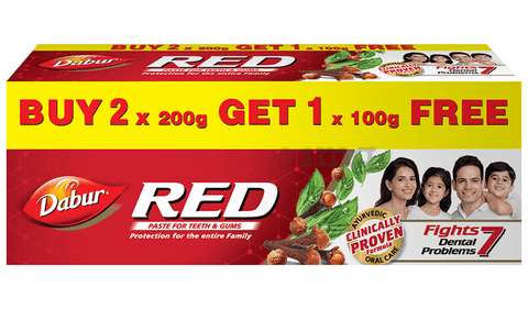 Dabur Red Toothpaste (Buy 2, 200gm and Get 1, 100gm Free)