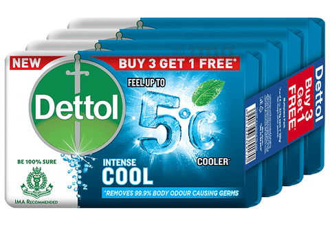 Dettol Intense Cool Bathing Soap Bar 75gm (Buy 3 Get 1 Free)