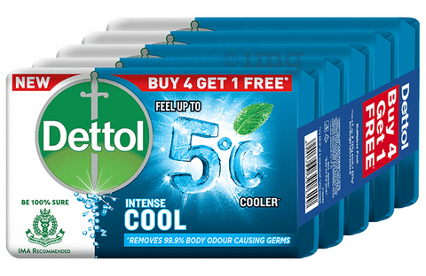 Dettol Intense Cool Soap 125gm (Buy 4 Get 1 Free)