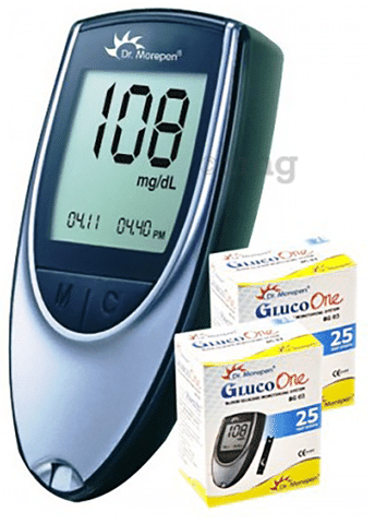 Dr Morepen BG 03 GlucoOne Glucose Monitoring System with 2 Box of 25 Strip Each