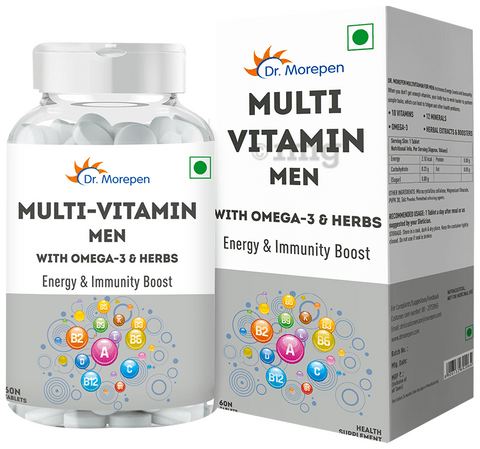 Dr. Morepen Multi Vitamin Men with Omega 3 & Herbs, Natural Energy & Immunity Booster Tablet