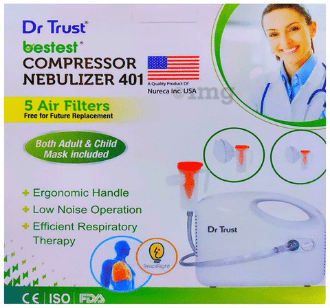 Dr Trust USA Bestest Compressor Nebulizer 401 Machine Kit White