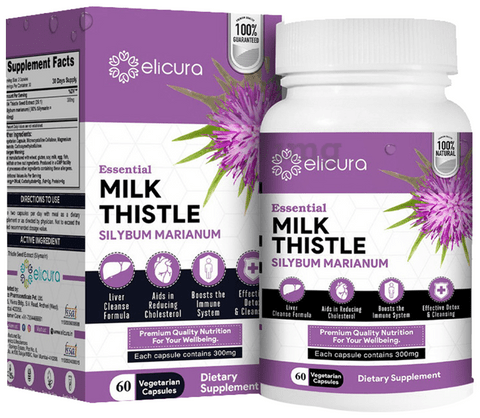 Elicura Essential Milk Thistle Silybum Marianum Vegetarian Capsule