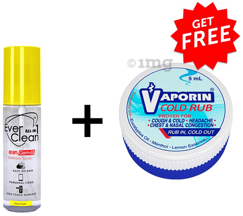 Ever Clean All-In-1 Sanitizer Spray with Vaporin Cold Rub 5ml Free Citrus Fresh