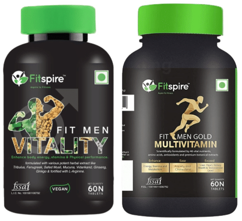 Fitspire Combo Pack of Fit Men Vitality Tablet and Fit Men Gold Multivitamin Tablet (60 Each)