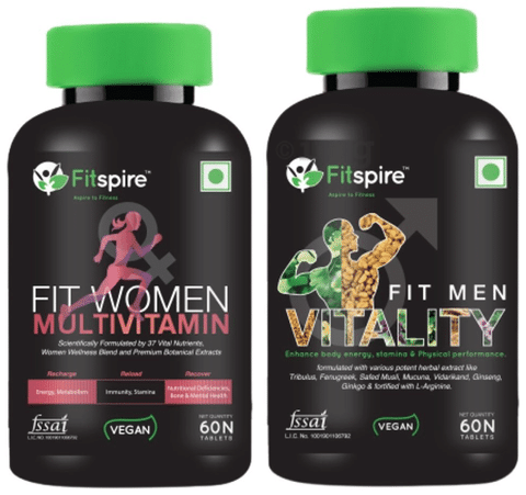 Fitspire Combo Pack of Fit Women Multivitamin Tablet and Fit Men Vitality Tablet (60 Each)