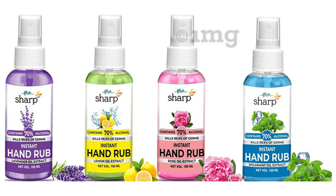 FLOH Sharp Instant Hand Rub Sanitizer (100ml Each) Lavender Oil Extract, Lemon Oil Extract, Rose Oil Extract, Spearmint Oil Extract