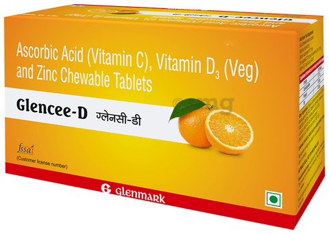 Glencee-D Ascorbic Acid, Vitamin D3 and Zinc Chewable Tablet Orange