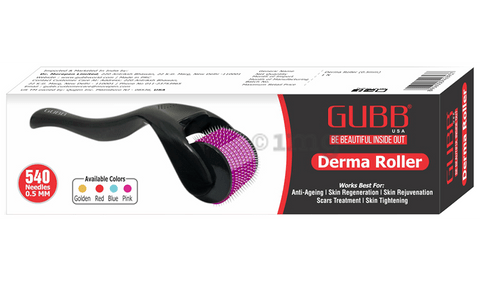 Gubb USA Derma Roller 0.5mm for Face Acne Scars, Skin Ageing & Hair Regrowth Pink