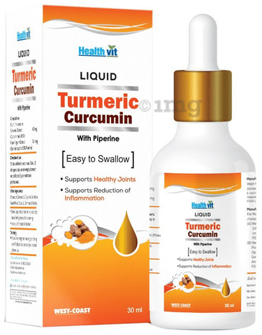 HealthVit Turmeric Curcumin with Piperine Liquid Drop with Dropper