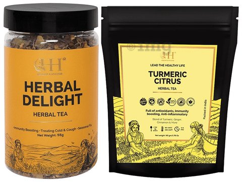 Healthy & Hygiene Combo Pack of Herbal Delight Herbal Tea 55gm & Turmeric Citrus Herbal Tea 50gm