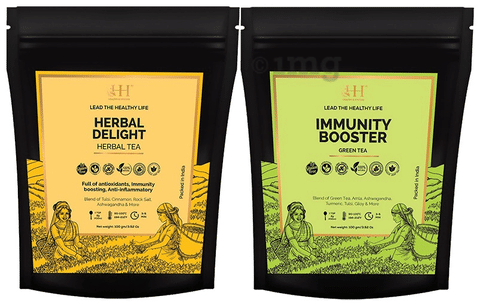 Healthy & Hygiene Combo Pack of Immunity Booster Green Tea & Herbal Delight Herbal Tea (100gm Each)