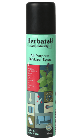 Herbatol Plus All-Purpose Sanitizer Spray (75ml Each) Tulsi & Aloe Vera