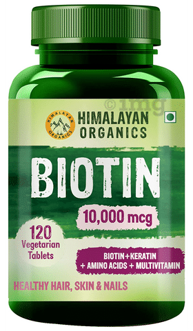 Himalayan Organics Biotin 10000mcg +Keratin+Amino Acids+Multivitamin Vegetarian Tablet