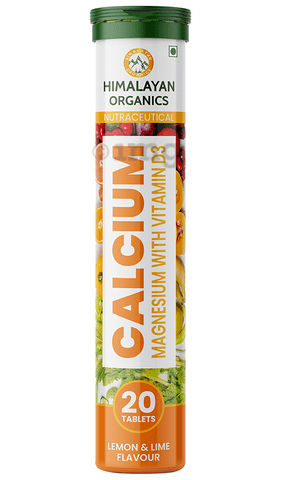 Himalayan Organics Calcium Magnesium with Vitamin D3 Effervescent Tablet Lemon and Lime