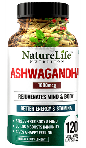 Nature Life Nutrition Ashwagandha 1000mcg Vegetarian Capsule