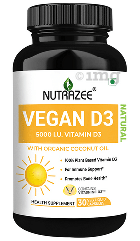 Nutrazee Natural Vegan Vitamin D3 5000IU Veg Liquid Capsule Vegicap
