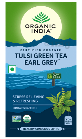 Organic India Tulsi Green Tea Earl Grey Infusion Bag (1.8gm Each)