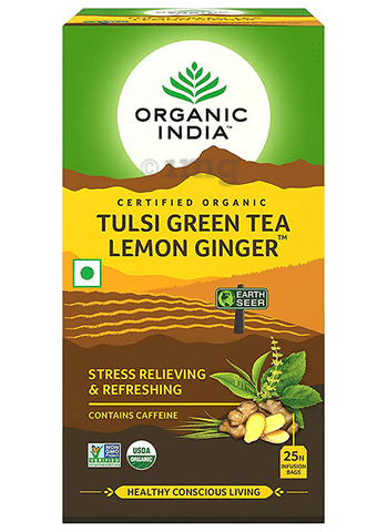 Organic India Tulsi Green Tea Lemon Ginger