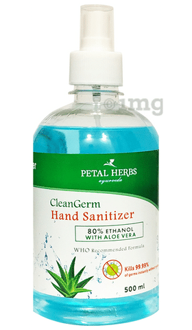 Petal Herbs Ayurveda CleanGerm Hand Sanitizer Spray 80% Ethanol with Aloe Vera