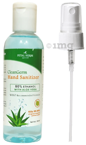 Petal Herbs Ayurveda CleanGerm Hand Sanitizer Spray with 80% Alcohol & Aloe Vera (100ml Each)