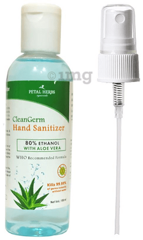 Petal Herbs Ayurveda CleanGerm Hand Sanitizer Spray with 80% Alcohol & Aloe Vera (100ml Each)