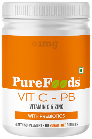 PureFoods Vit C-PB Vitamin C+Zinc Gummies Orange Gluten and Sugar Free