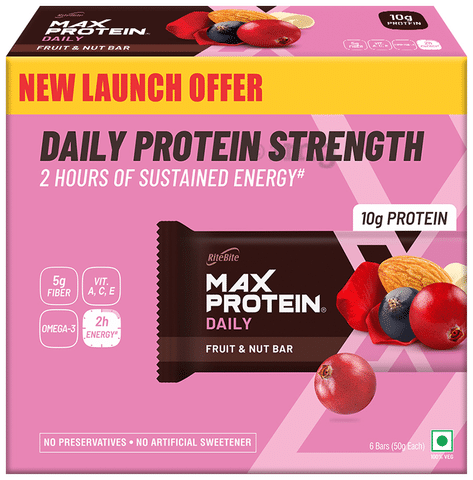 RiteBite Fruit and Nut Max Protein Daily Bar (50gm Each)