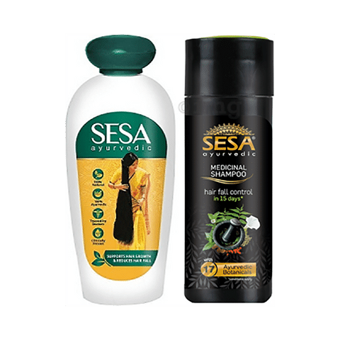 Buy Sesa Combo Pack of Ayurvedic Hair Oil 100ml & Ayurvedic Medicinal  Shampoo 200ml Online, View Uses, Review, Price, Composition | SecondMedic
