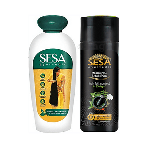 Sesa Combo Pack of Ayurvedic Hair Oil 100ml & Ayurvedic Medicinal Shampoo 200ml