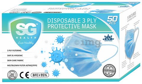 SG Health Disposable 3 Ply Protective Mask with Meltblown Filter