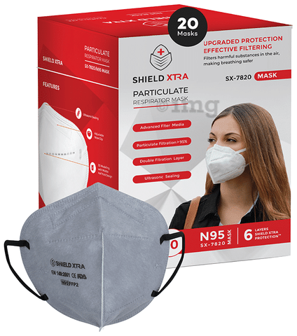 Shield Xtra Universal SX 7820 N95 FFP2 Certified Earloop with 6 Layers Particulate Respirator Mask