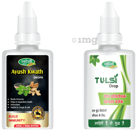 Swadeshi Combo Pack of Ayush Kwath Drops 30ml & Tulsi Drop 15ml