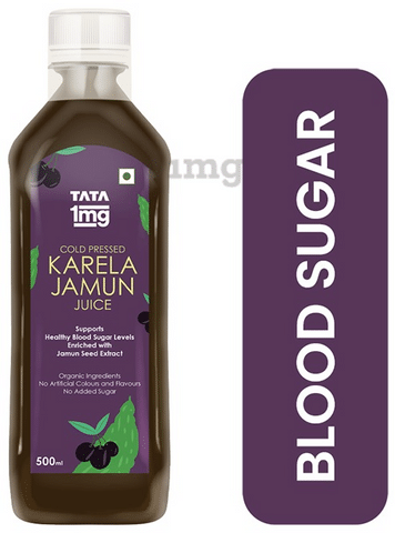 Tata 1mg Cold Pressed Karela Jamun Juice Supports Healthy Blood Sugar Levels Enriched with Jamun Seed Extract
