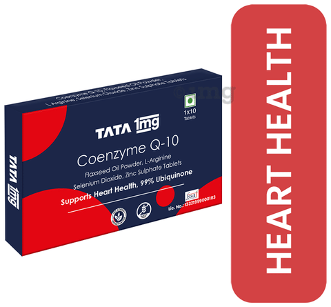 Tata 1mg CoQ 10 Tablet 99% Ubiquinone with Zinc, Omega 3 & L-Arginine for Heart Health