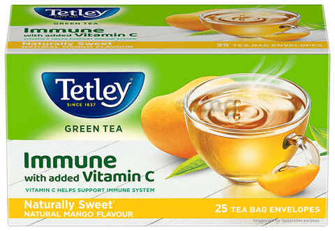 Tetley Green Tea Bag (1.3gm Each) Natural Mango