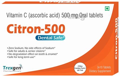 Trexgen Citron Vitamin C 500mg Dental Safe Tablet (30 Each)