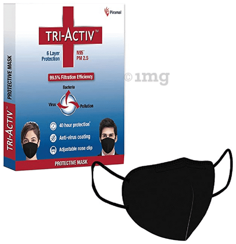 Tri-Activ 6 Layer Protection N95 PM2.5 Protective Mask Black