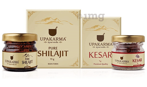 Upakarma Ayurveda Combo Pack of Pure Shilajit 15gm & Kesar 1gm