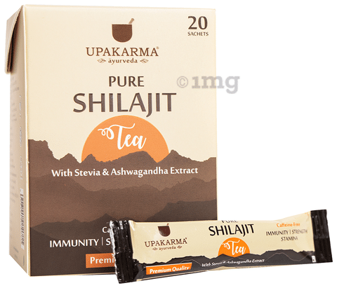 Upakarma Ayurveda Pure Shilajit Tea with Stevia & Ashwagandha Extract Sachet (1gm Each)