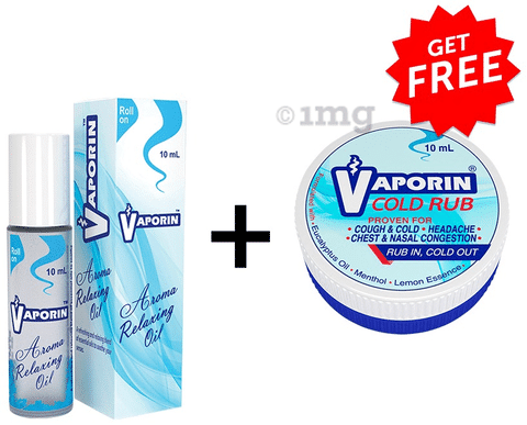 Vaporin Aroma Relaxing Oil Roll On (10ml Each) with Vaporin Cold Rub 10ml Free