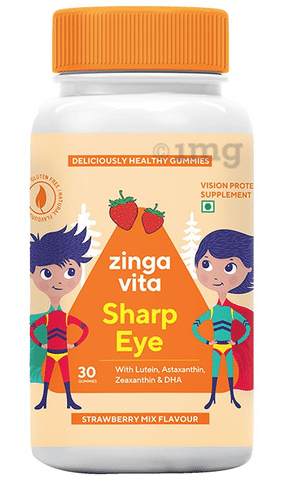 Zingavita Sharp Eye Multivitamin Gummies for Kids (with Essential Eye Vitamins) Strawberry Mix