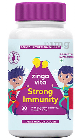 Zingavita Strong Immunity Multivitamin Gummies for kids (with Blueberry & Elderberry) Tangy Mango